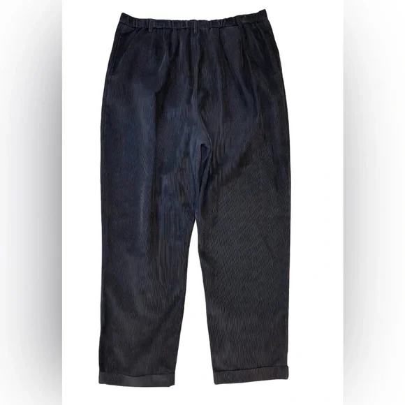 Lands End Wide Traditional Fit Black Corduroy Pants Womens 18 R Cuffed Hem 32x29 - Picture 3 of 8